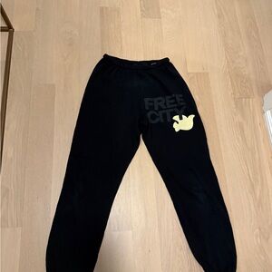 freecity Black Joggers with Yellow Logo
